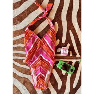 Vintage FREE Gottex Lycra Made In Israel 1 Piece Bathing-suit Halter Size 4